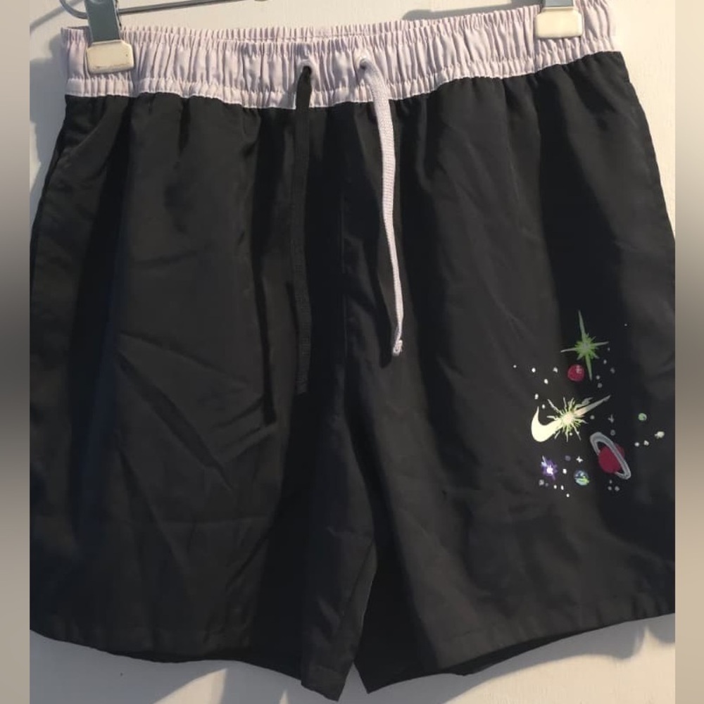 Nike Men's Black Athletic Shorts with Graphic Design